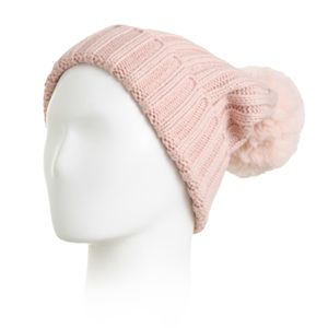 Vince Camuto Faux Fur Pom Beanie Hat in Blush